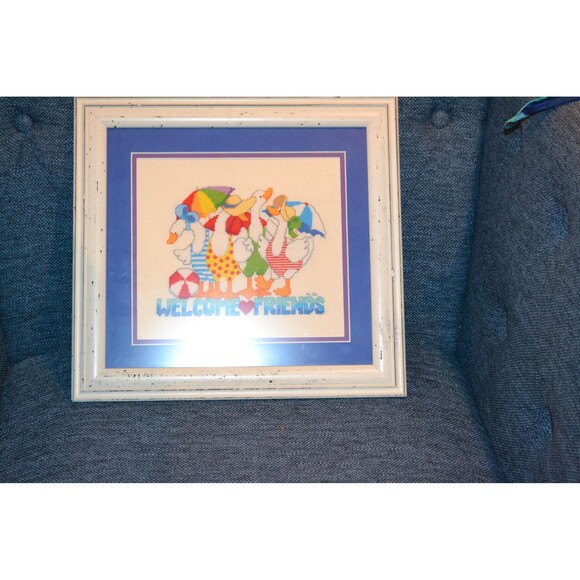 Needlepoint Framed Geese Goose Family 2000s Fun Fun Fun - Picture 4 of 7